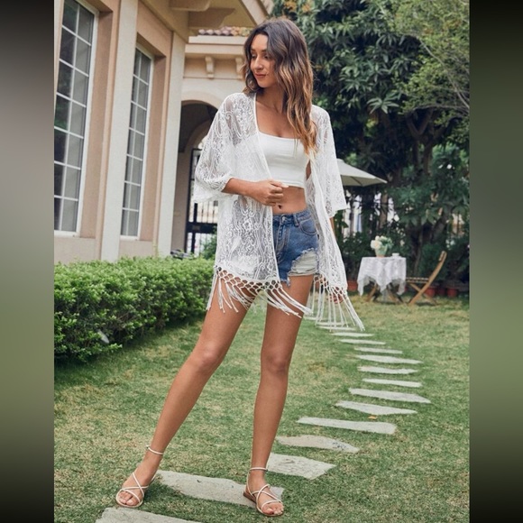 NWT Lace Fringe Kimono - Picture 5 of 9